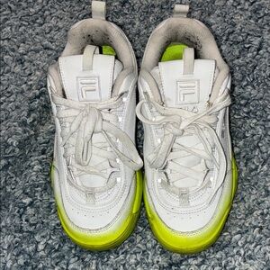 Fila Disruptor II Premium Sneakers – White/Lime Green, Men’s 9 (EU 40)